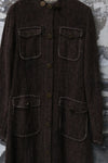 Mutedance 24 Autumn and Winter Button Slim Fit Wool Long Coat MD-MD24FW14-BROWN